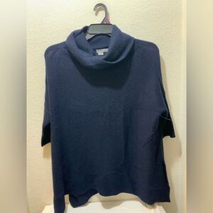 360 Cashmere Turtleneck Navy blue  Poncho Sweater Size M